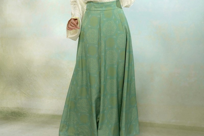 【长安春色】新中式复古/通勤半身裙 - 裙子 - 聚酯纤维 多色