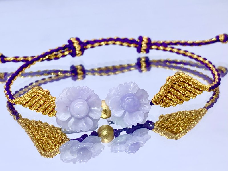 梦幻花园 - 翡翠花花手编手链 - 手链/手环 - 宝石 