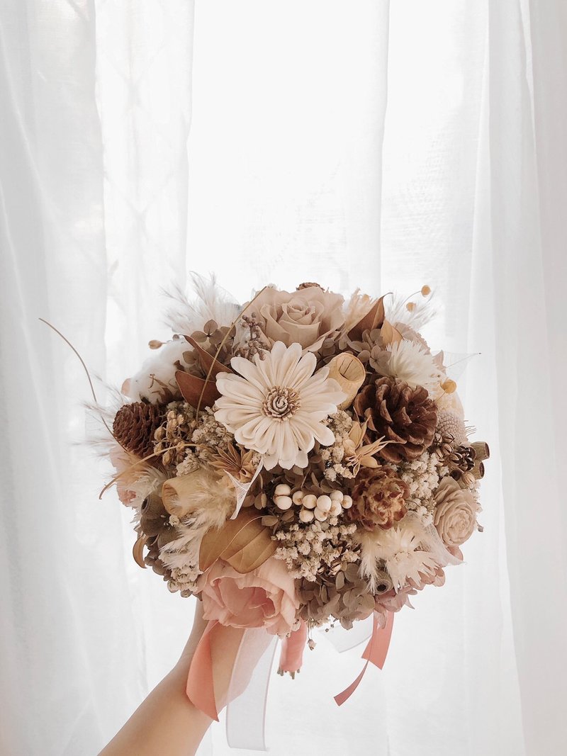 永生花 永生玫瑰花 干燥花 新娘捧花 拍照花束 求婚花束 婚礼公证 - 干燥花/捧花 - 植物．花 咖啡色
