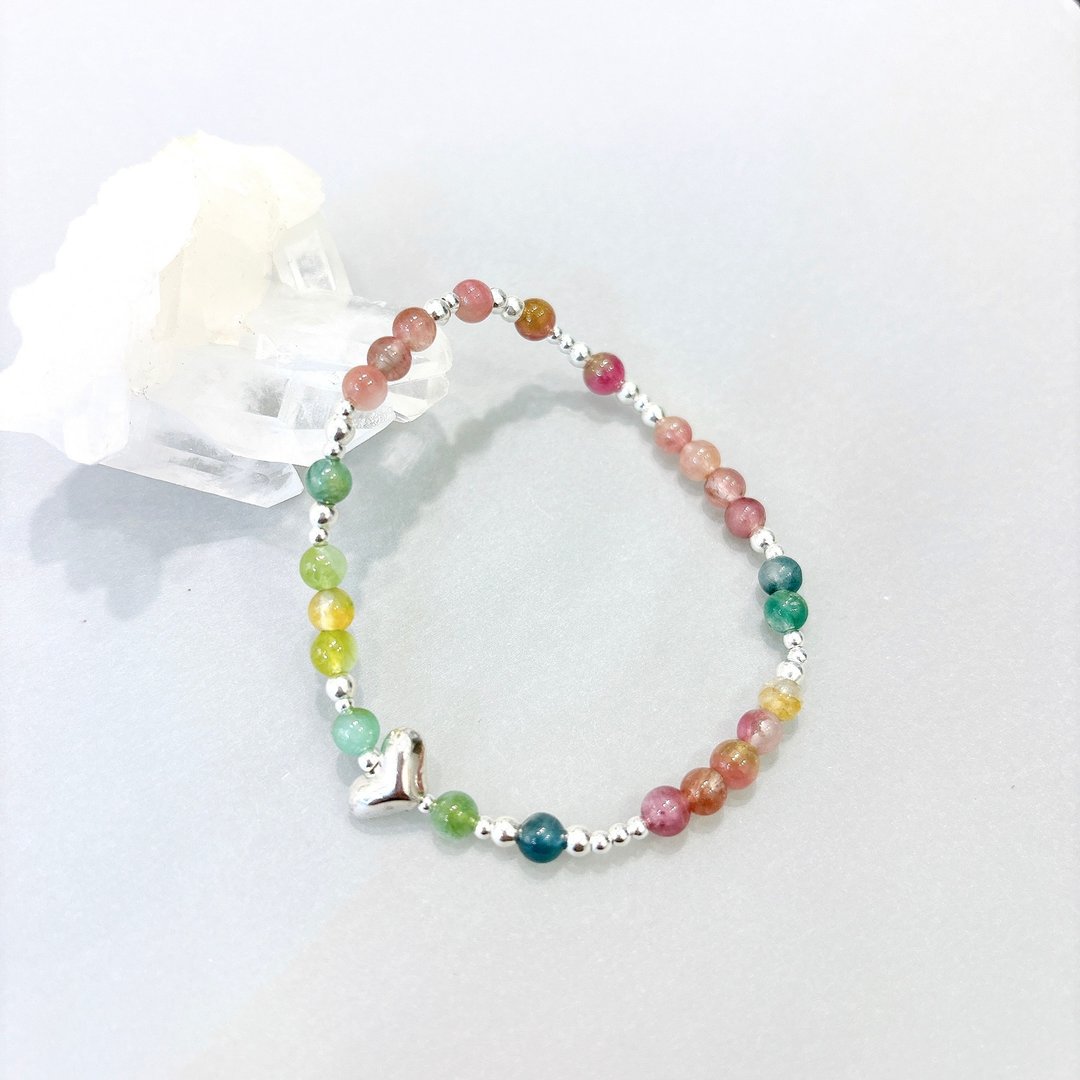 Ops Tourmaline Gemstone Silver-碧玺/纯银/手链/限定/高品 - 手链/手环 - 宝石 多色
