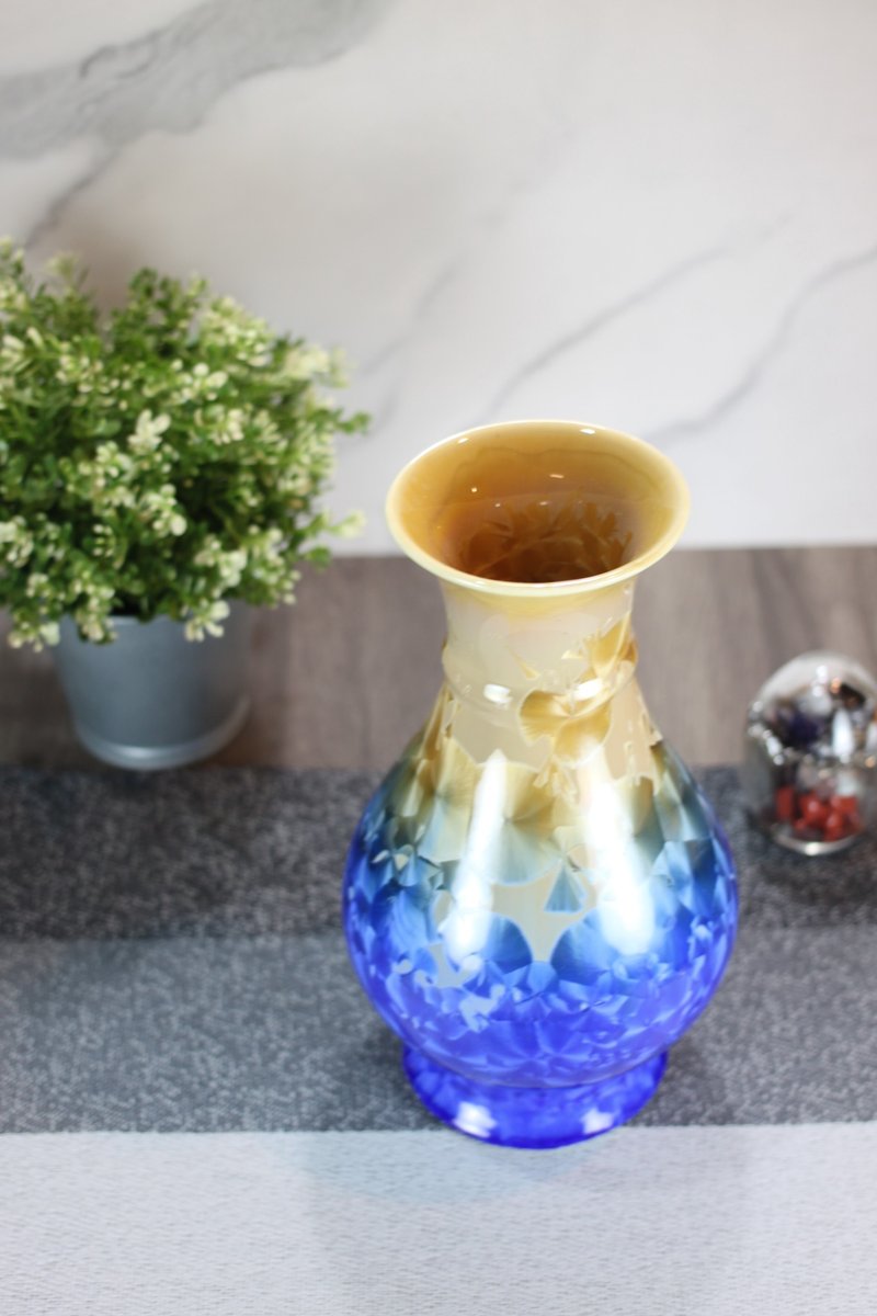 【送礼好物】高25cm 结晶釉 花瓶 莺歌叶敏祥作品 花器 - 花瓶/陶器 - 瓷 