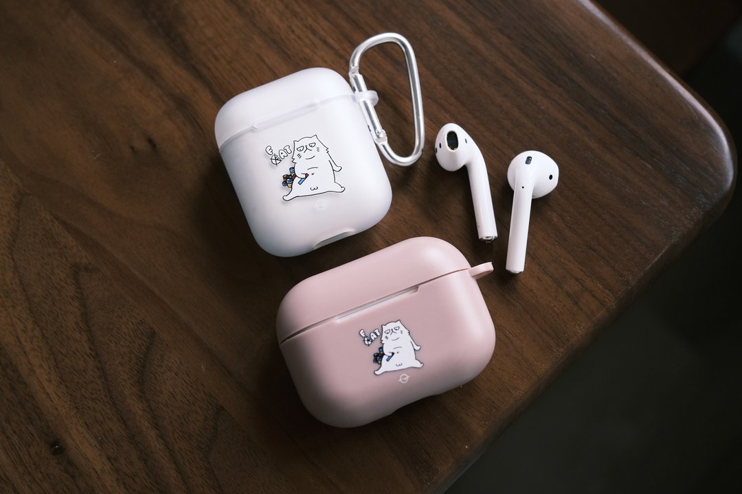 两色入 厌世肥猫 FAT CAT防摔 Airpods 保护套 - 耳机 - 塑料 黑色