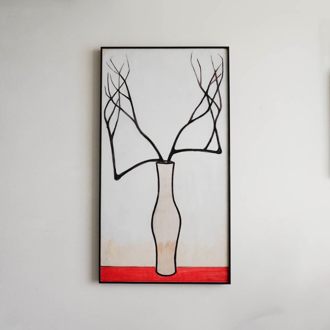 【艺术挂画】枯梅、红底白瓶  / 常玉 - 海报/装饰画/版画 - 纸 粉红色