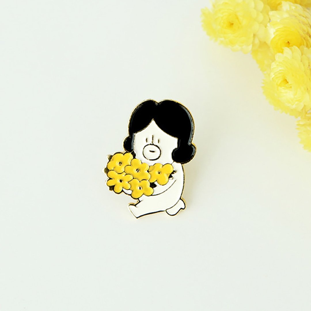 哈啰登登系列 造型别章 01.flower登登 - 徽章/别针 - 其他金属 白色