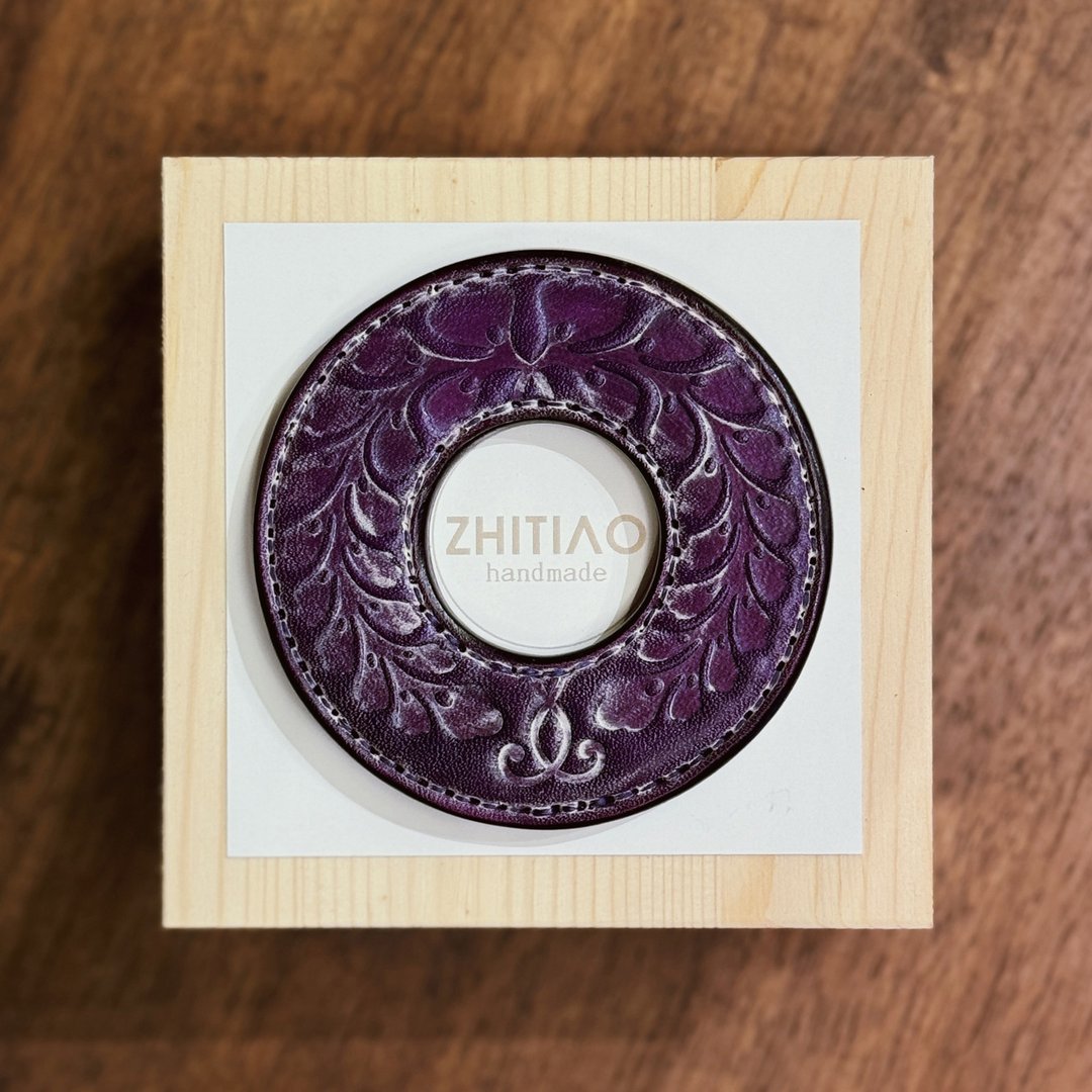 原创手工制作牛皮剑道刀镡 隐秘之境 雾蜡紫 剑锷 Tsuba - 运动配件 - 真皮 紫色