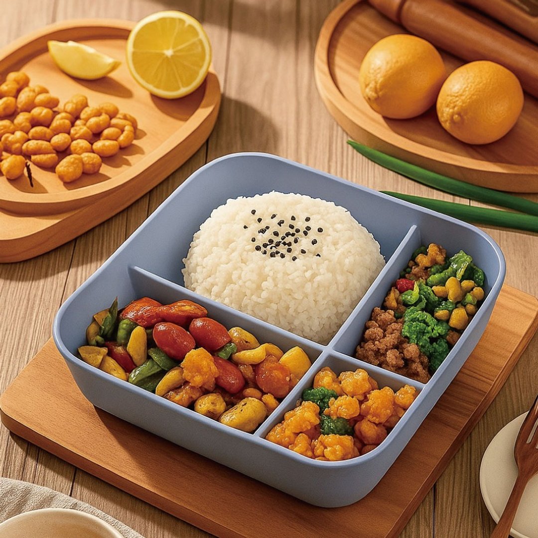 Mindéa 食品级硅胶分格便当盒 四格餐盒 可微波保鲜盒 密封不串味 - 便当盒/饭盒 - 硅胶 