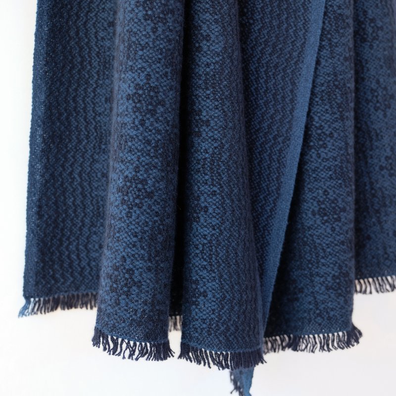 Cashmere 手织喀什米尔羊绒 100% 披肩【澪华05】 - 围巾/披肩 - 其他材质 蓝色