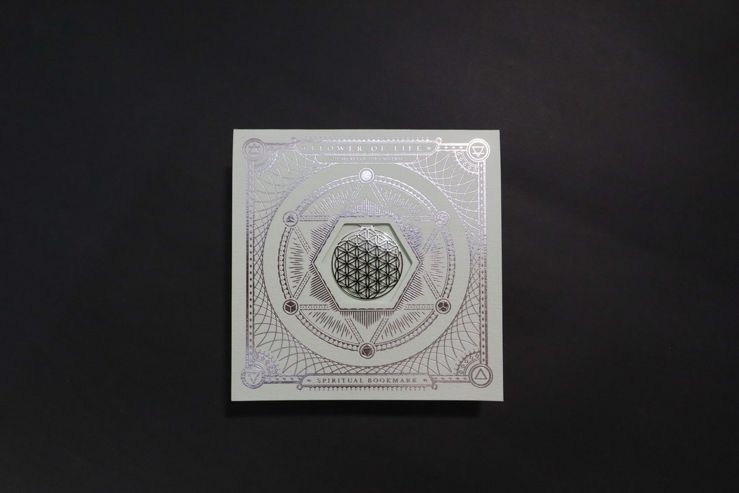 生命之花 18K镀白金 金属书签 - Flower of Life BookMark - 书签 - 贵金属 银色