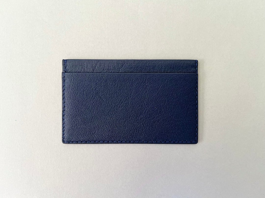 [Handmade in Japan] Genuine Leather Card Case Navy Pass Case Commuter Holder Card Holder - 名片夹/名片盒 - 真皮 蓝色