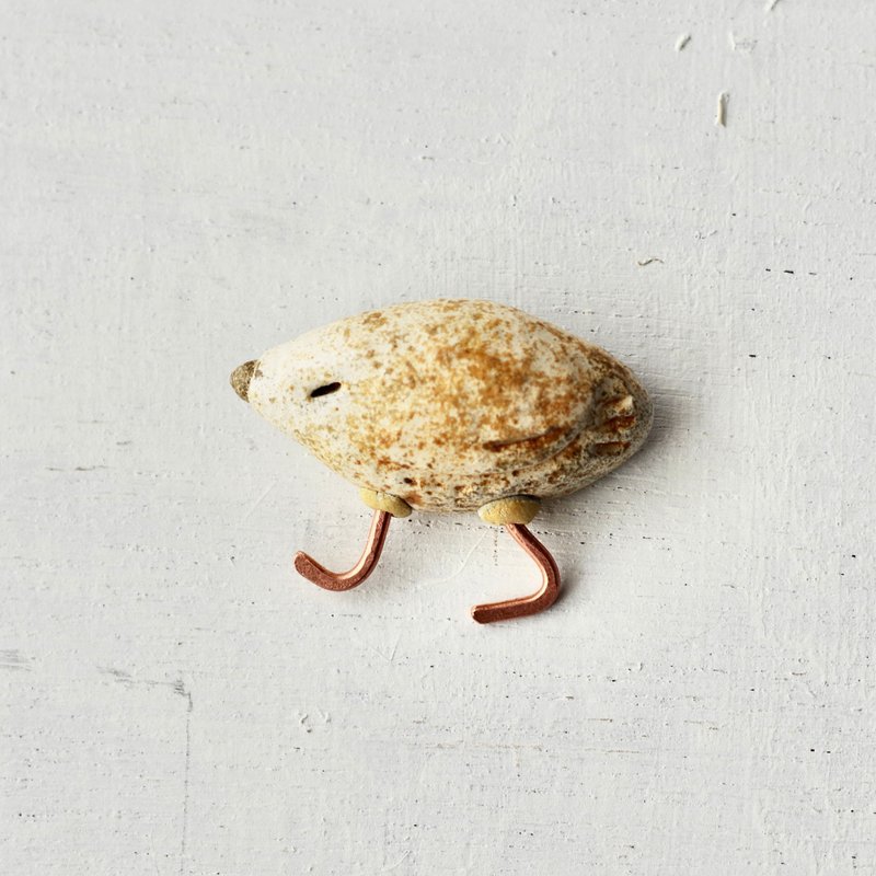 行走鸟胸针 05 - 胸针 - 陶 白色