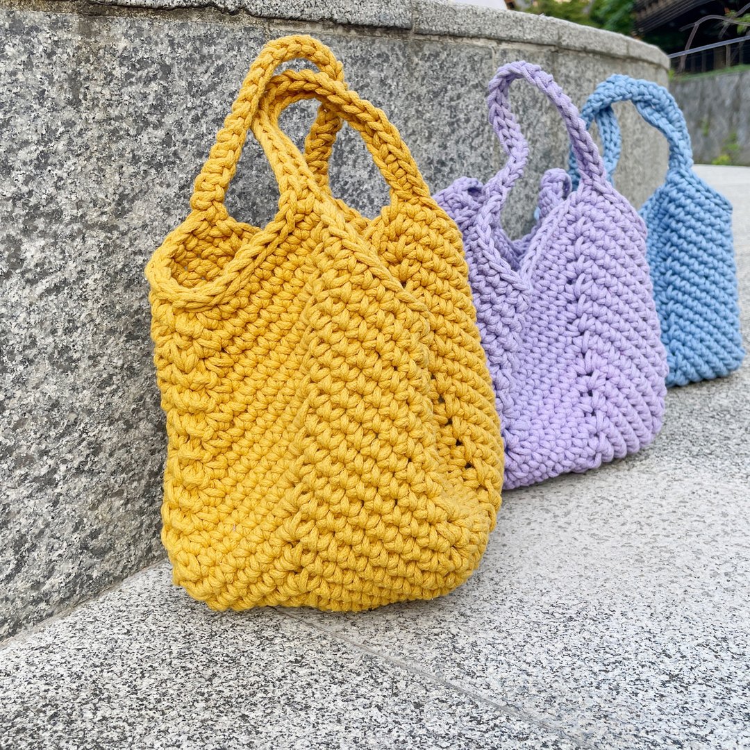 手工钩织手挽包【Crochet bag】 - 手提包/手提袋 - 棉 