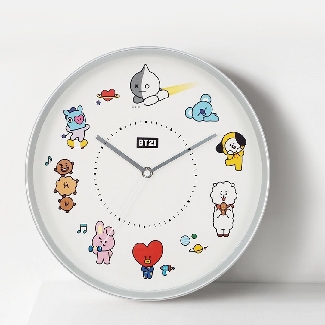 【现货】官方授权 BT21质感简约 时钟挂钟/静音机芯 - 时钟/闹钟 - 塑料 银色