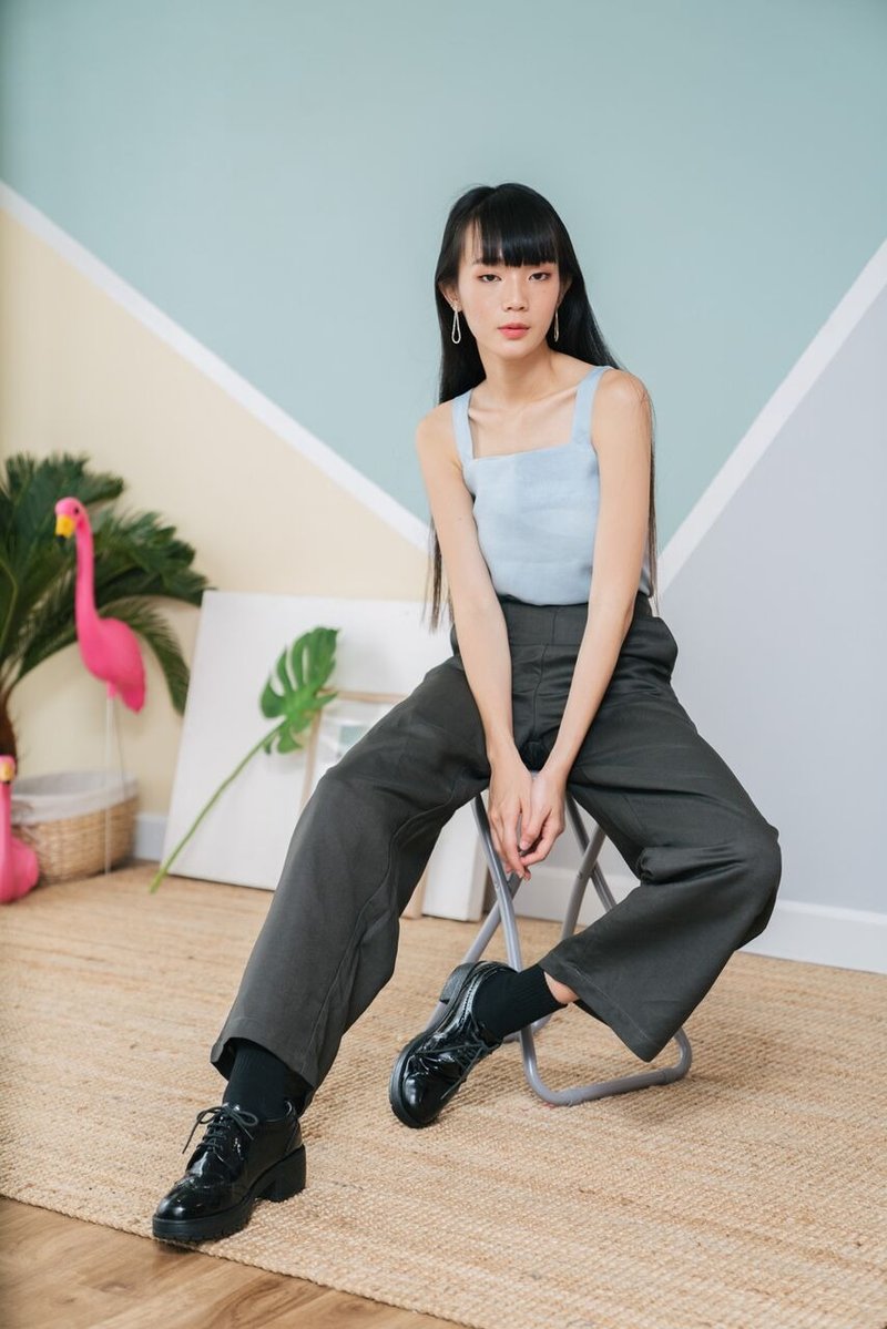Wide leg pants in Dark Gray - 女装长裤 - 亚麻 灰色