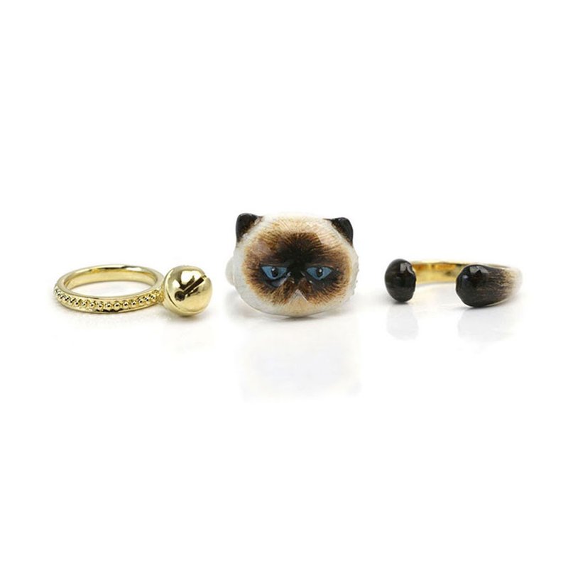 3-Piece Persian Cat Rings. - 戒指 - 其他金属 咖啡色