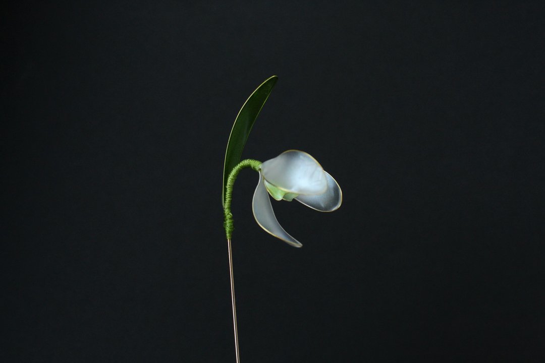 胸针针白色雪花莲镀金手工制作 - 胸针 - 其他材质 白色