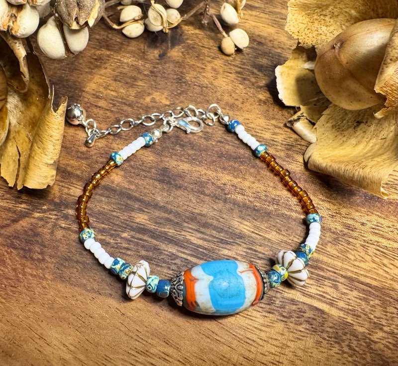 尼泊尔原创琉璃手链 A0002 蔚蓝天空 - 手链/手环 - 其他材质 