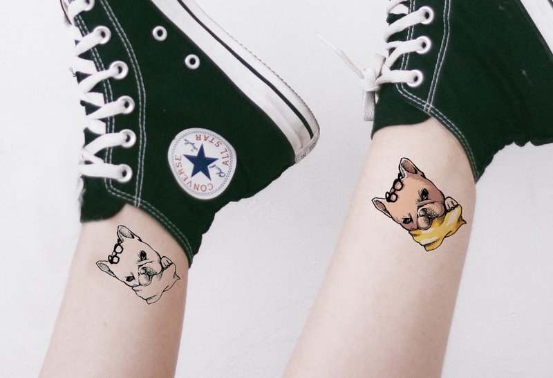 可爱小狗 纹身贴纸一套两款 黑白 彩色 - 纹身贴 - 其他材质 多色