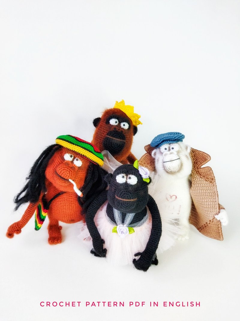 有趣的毛绒玩具猴子钩针图案PDF英文。 Amigurumi猴子伟大的装饰 - 手工艺教程/工具书 - 其他材质 