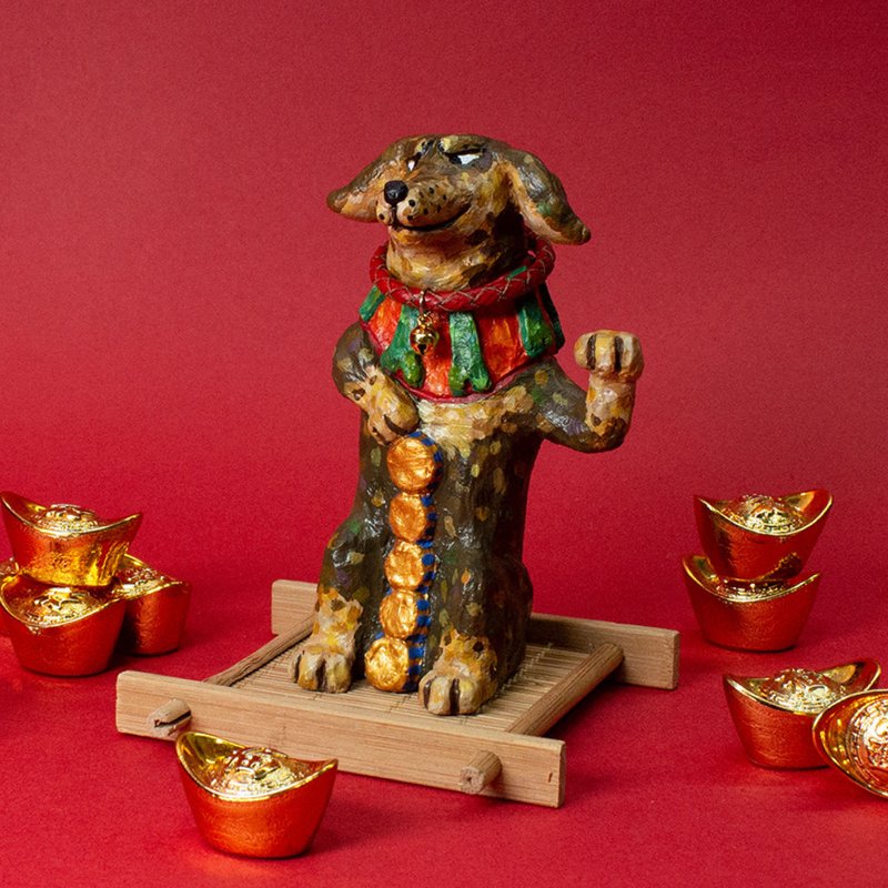 圣诞礼物招财巧克力四目长狗 LuckyDooooooG/腊肠狗/交换礼物 - 摆饰 - 树脂 