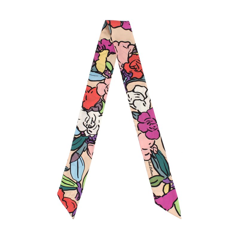 双成记 | All About Balance系列 | 高山杜鹃印花真丝斜纹窄丝巾twilly（杏） - 丝巾 - 丝．绢 多色