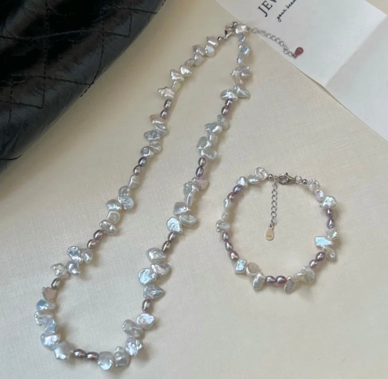 YuanPearl天然巴洛克珍珠墜银设计款珍珠手链baroquepearl - 手链/手环 - 珍珠 白色