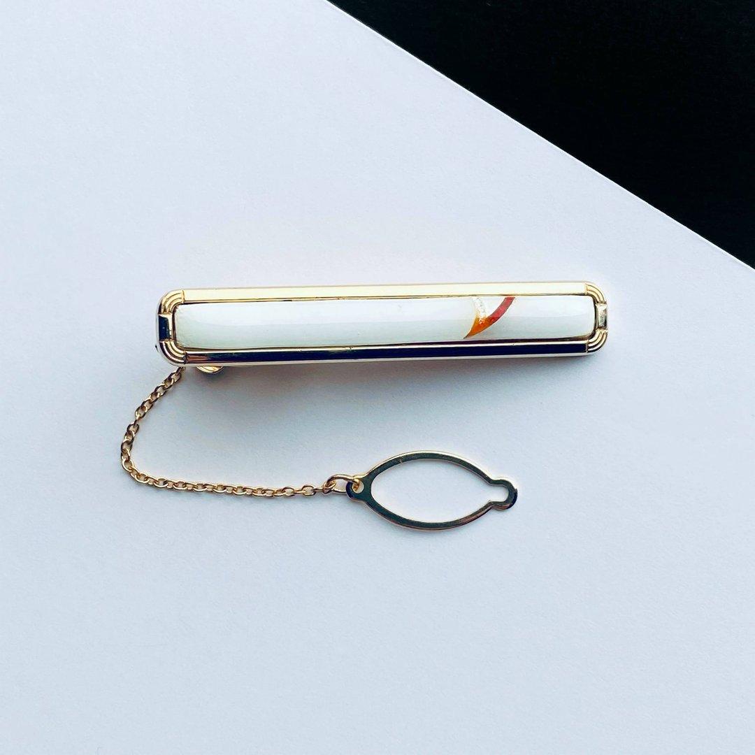Halley [Ruby Red] Cloisonne Tie Clip Pure Silver Wired Cloisonne 18kgf - 领带/领带夹 - 其他材质 红色