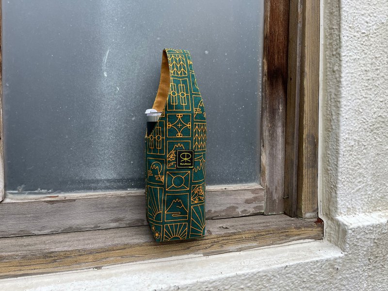 RuruRoad / 单把饮料提袋 - 水壶袋 / 台湾铁花窗-绿 - 手提包/手提袋 - 棉．麻 绿色