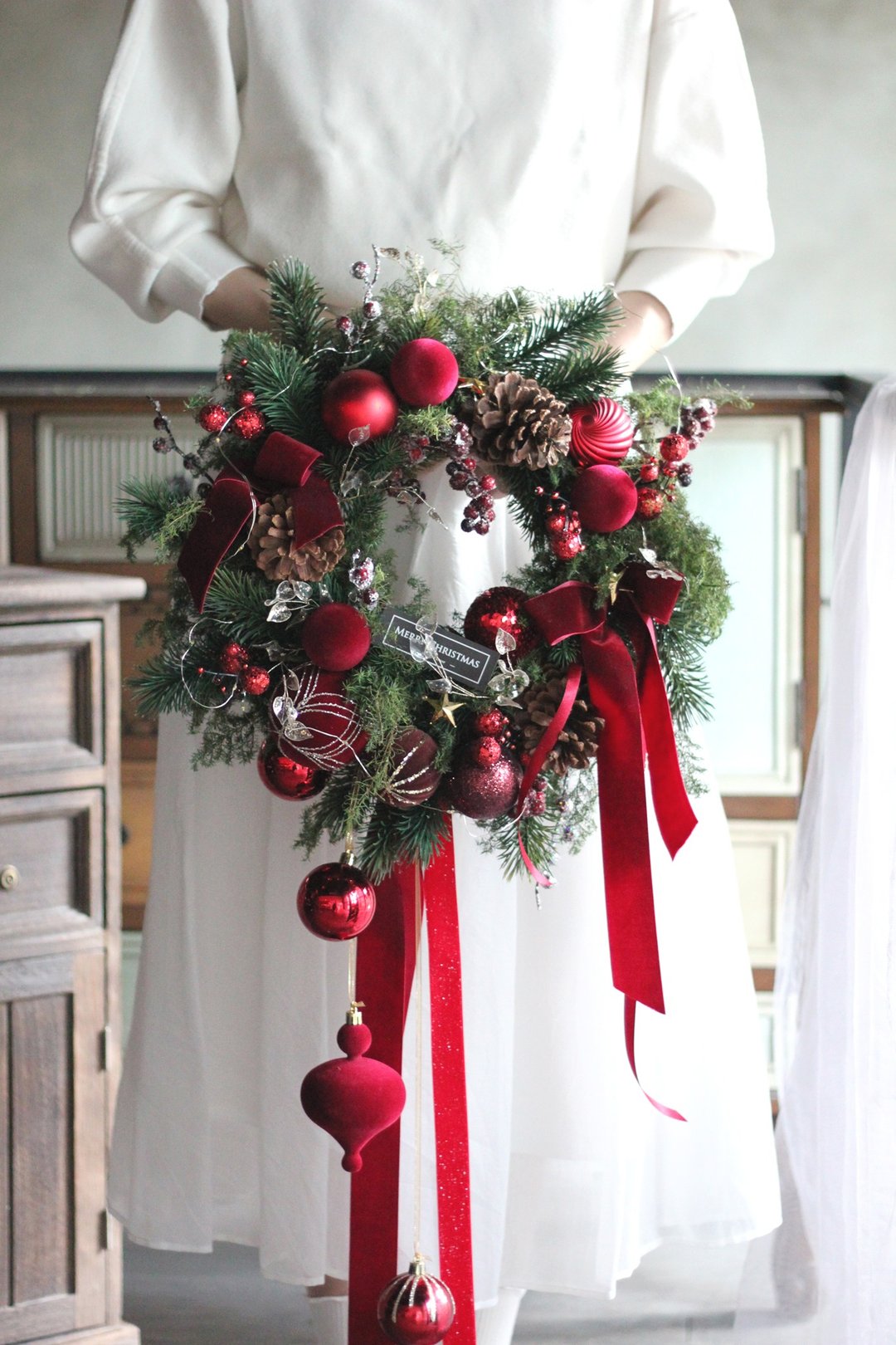 红色圣诞【 新鲜诺贝松 】圣诞花圈  Christmas wreath - 植栽/盆栽 - 植物．花 多色