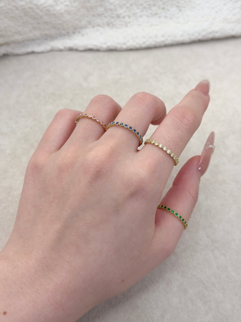 S925纯银镀金 彩芒心语 戒指 - 戒指 - 纯银 金色