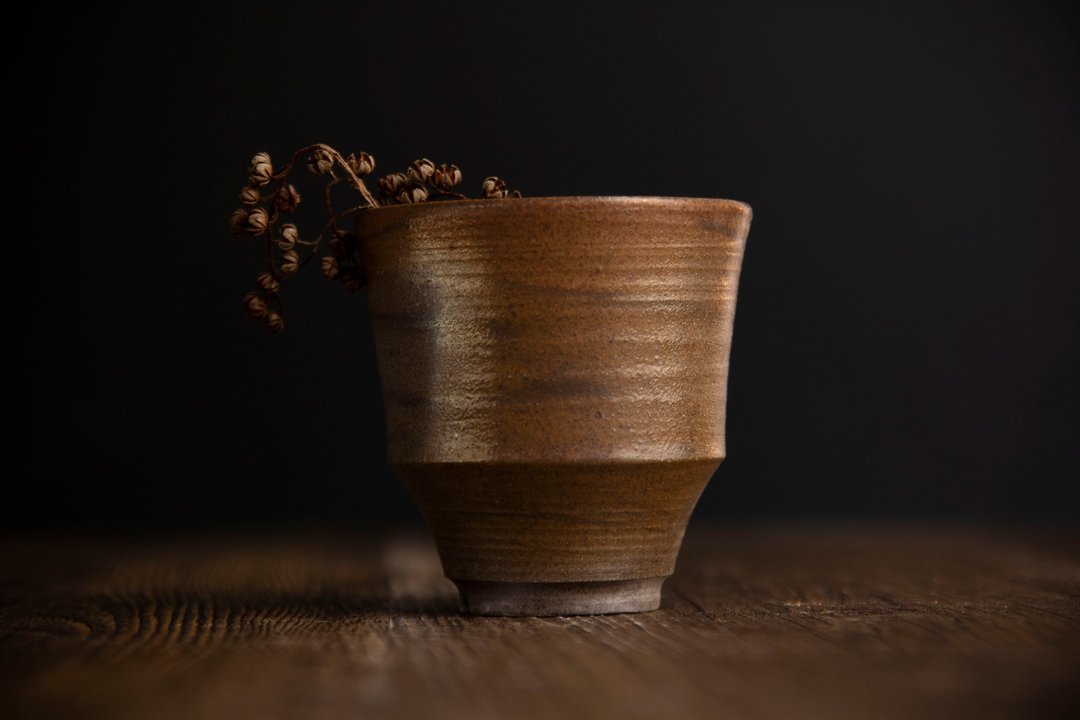柴烧系列 //直口折腰盆、古铜金属光、手工盆、陶盆、盆钵、花器 - 植栽/盆栽 - 陶 金色