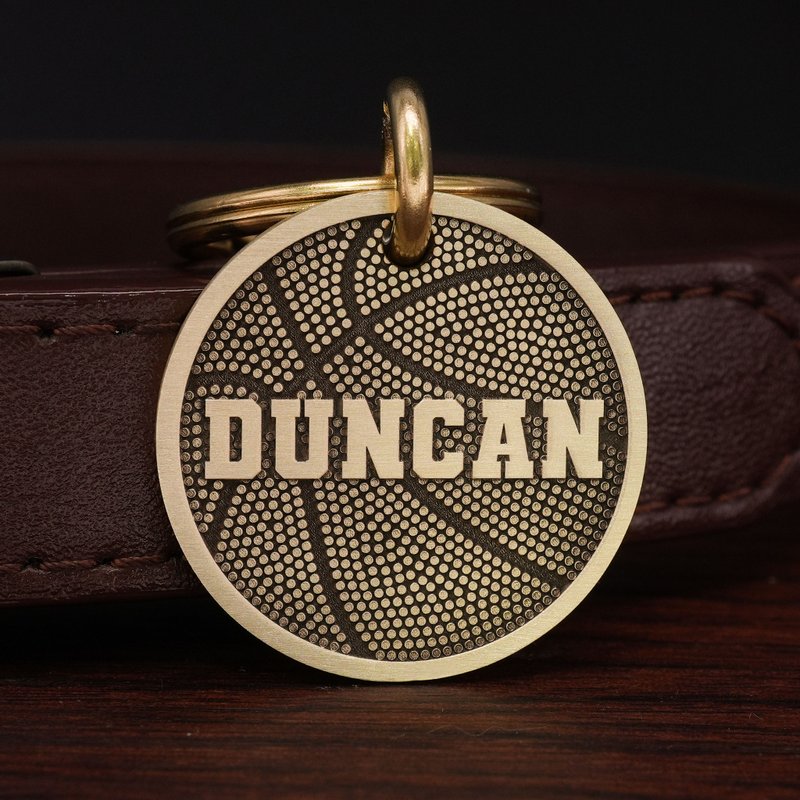 定制黄铜宠物名牌 篮球主题宠物标签 - 项圈/牵绳 - 铜/黄铜 金色