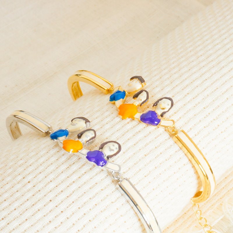 亲子珠宝 把儿童的图画变成手环 立体珐琅 - 手链/手环 - 纯银 金色