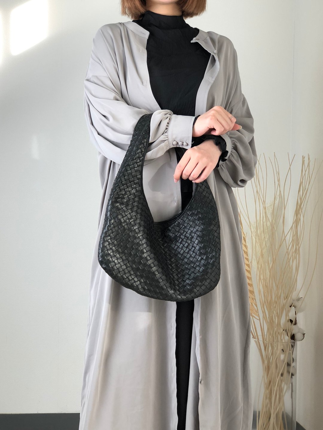 【日本直送，二手包装】Bottega Veneta Bottega Veneta Intrecciato 单肩包黑Hobo Bag dkvbix - 手提包/手提袋 - 真皮 黑色