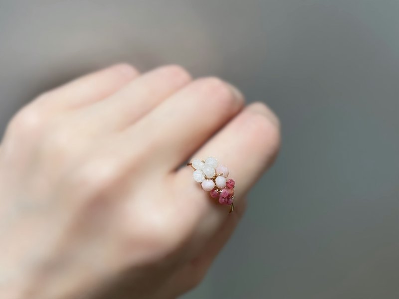 Bijou bouquet - 摩根石 粉红蛋白石 蔷薇石 线戒 - 戒指 - 宝石 粉红色