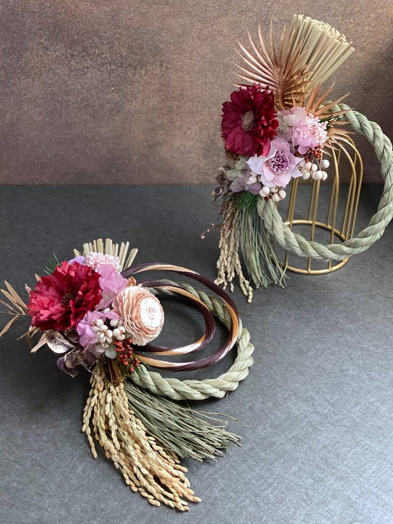 注连绳 新春祈福 不凋花 永生花  新年 花圈 - 干燥花/捧花 - 植物．花 红色