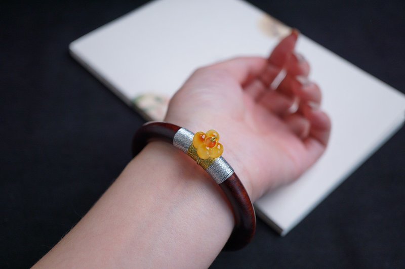 天然原生小叶紫檀木 蜜蜡桂花 木镯ME - 手链/手环 - 木头 咖啡色