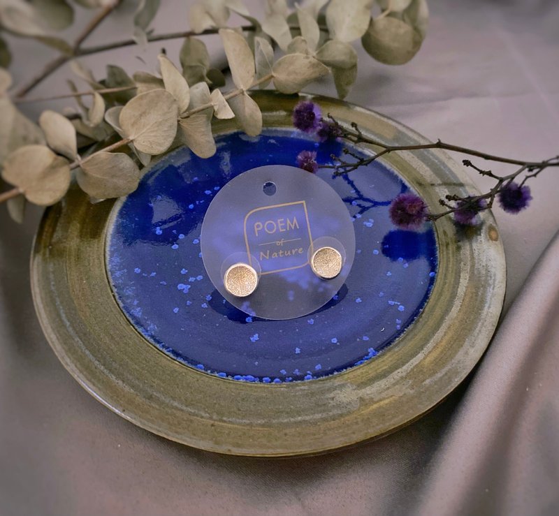 【圣诞饰品】森林印象-925银 叶脉纹圆形小耳钉 - 耳环/耳夹 - 纯银 银色