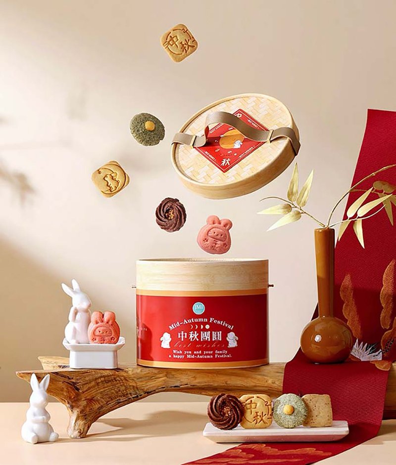 【中秋礼盒】玉兔迎用抱抱桶/手工饼干/月饼/可定制印刷企业logo - 手工饼干 - 新鲜食材 红色