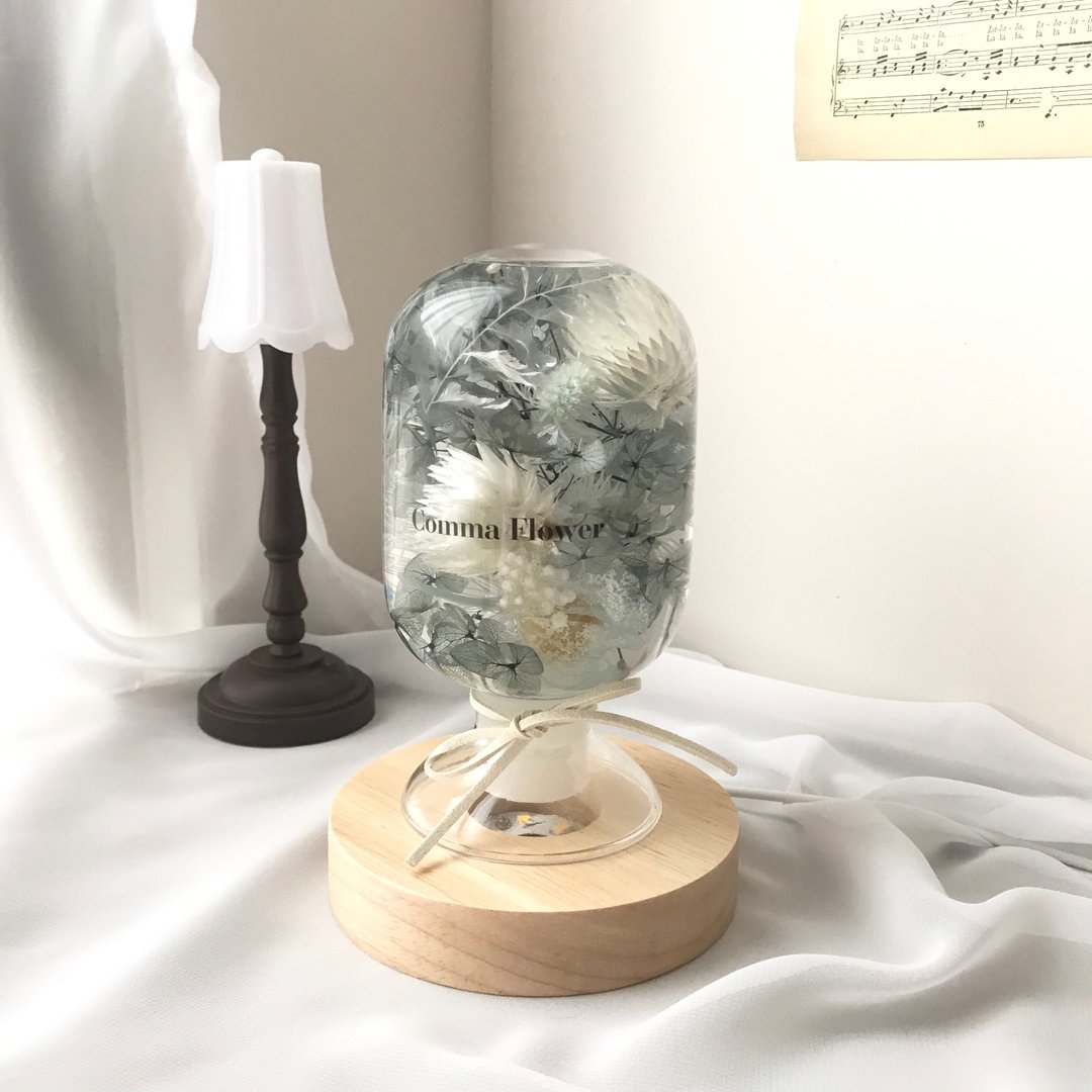 灰蓝色韩国浮游花夜灯 永生花 情人节礼物 居家摆饰 交换礼物 - 灯具/灯饰 - 植物．花 多色