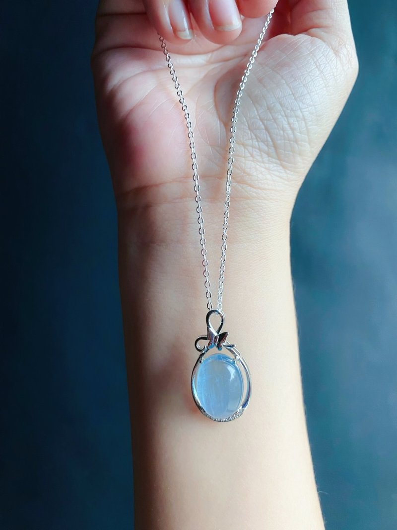 天然 气质 海蓝宝 水晶 天然石 礼物 S925 项链 生日礼物 - 项链 - 水晶 蓝色