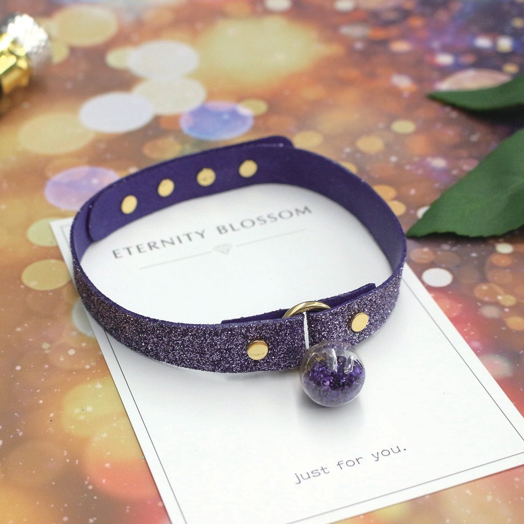 Starry Sky 许愿球紫色迷雾紫 Choker –粗款 - 项链 - 真皮 紫色