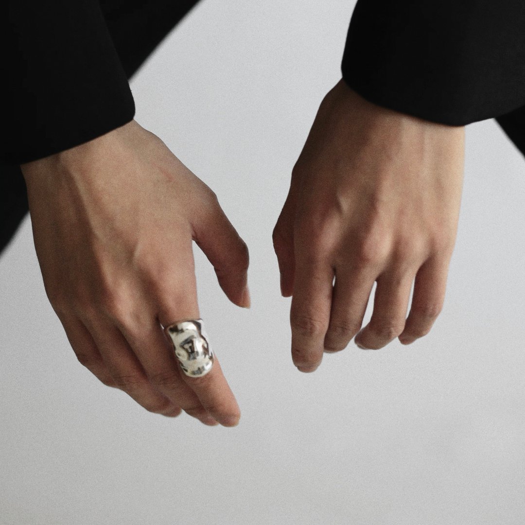 Dimension folding ring 维度皱折 戒指 - 戒指 - 纯银 银色