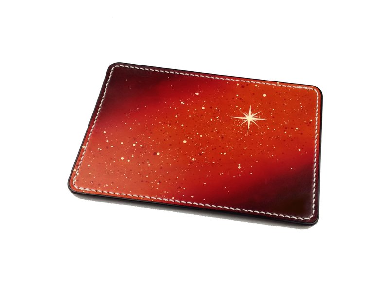 手工染色意大利4MM厚植鞣革星空钢笔写字垫头层牛皮/手缝/橘红款 - 其他 - 真皮 橘色