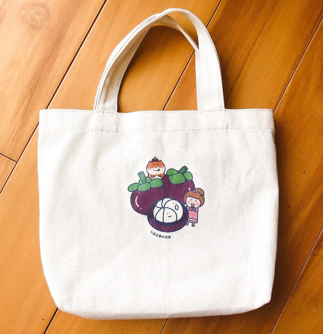泰国山竹の日常 帆布手提袋(午餐袋) 手工印制 Canvas bag - 手提包/手提袋 - 棉 白色