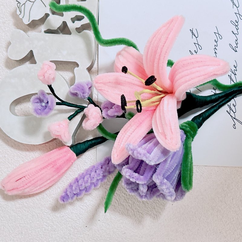 【手工订制】百合玫瑰花束 祝福花束 满满祝福花礼 - 摆饰 - 其他材质 