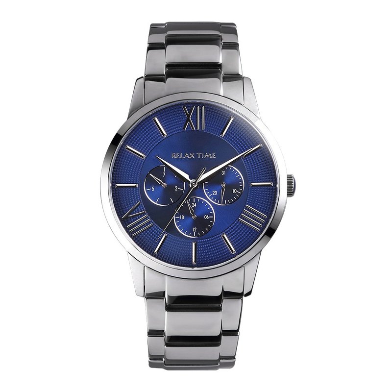 RELAX TIME 三眼腕表 黑潮王者-洋流 (RT-81-7) - 男表/中性表 - 不锈钢 蓝色