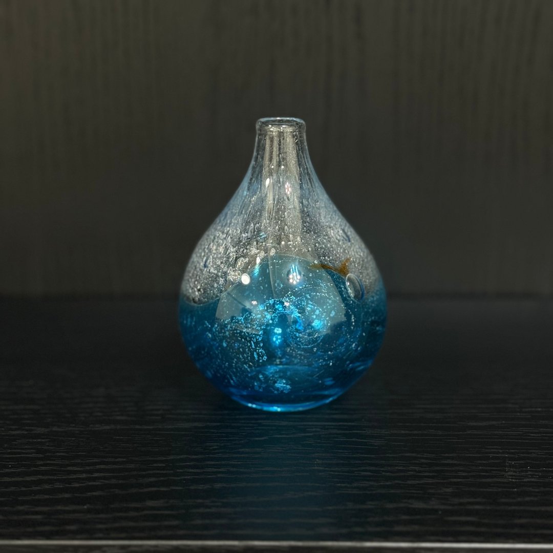 深蓝泡层玻璃花瓶 - 摆饰 - 玻璃 