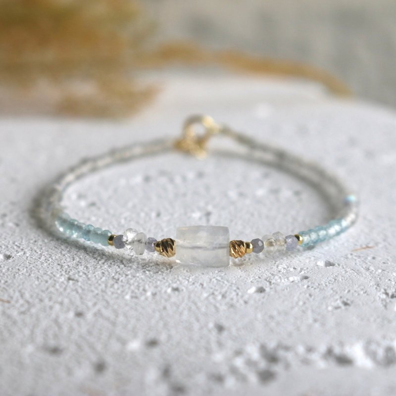 手链 三月诞生石 海蓝宝 月光石 - 意外惊喜 - - 手链/手环 - 宝石 蓝色