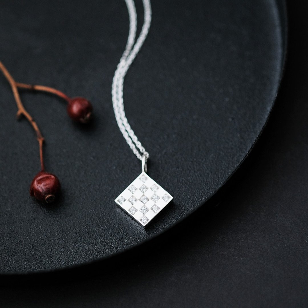 Checkers Necklace Silver 925 - 项链 - 其他金属 银色