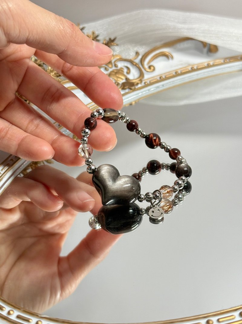 邂逅旖旎水晶设计手链 - 医疗钢/红虎眼石/黑金超七/金曜石/茶晶 - 手链/手环 - 水晶 红色